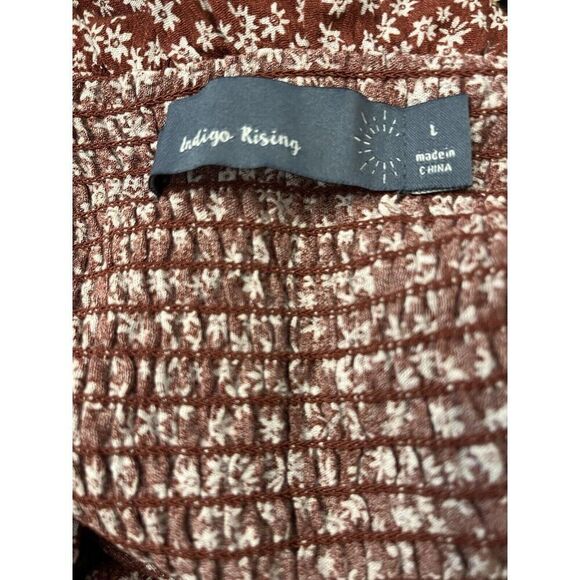 Juniors Large Cropped Top Long Sleeve Elastic Ruffled Top Rust indigo Rising - Picture 5 of 6